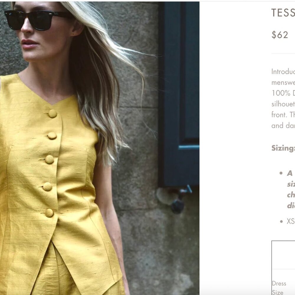 ***ISO*** Julia Amory Tess Vest Saffron XS